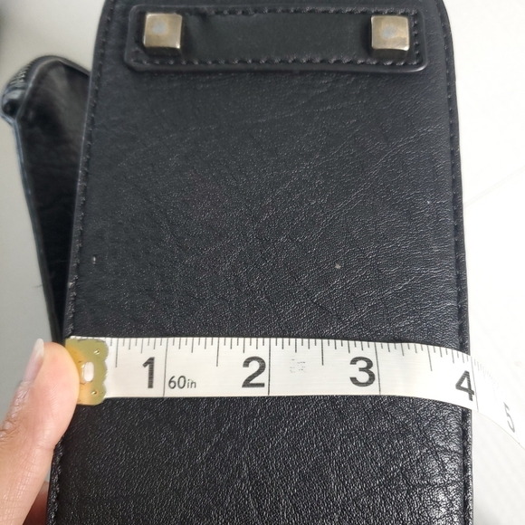 Simply Noelle Leather Fringed Shoulder Bag Black Conceal Weapon Pouch Boho Chic - Picture 5 of 15